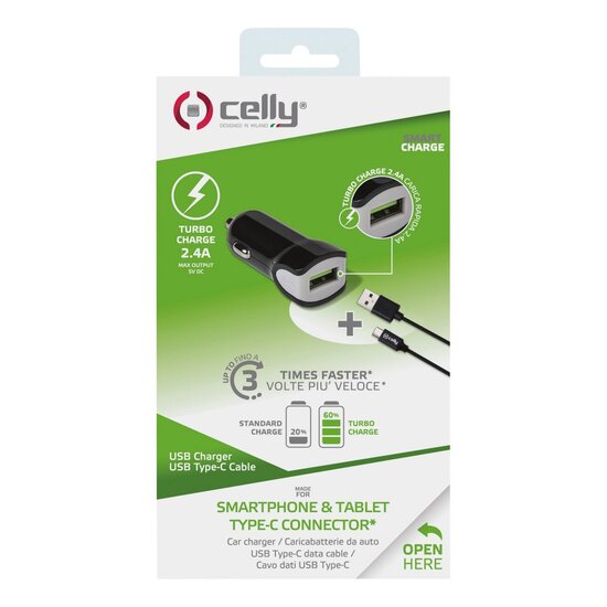 Celly Auto Telefoonlader 2.4A USB-C (3) CCUSBTYPEC