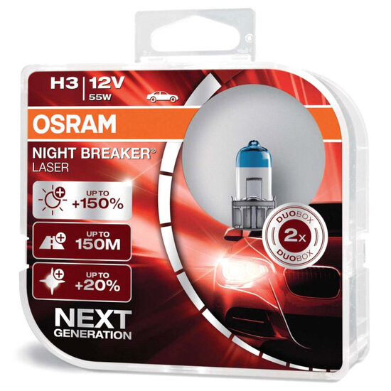 Osram H3 Night Breaker Laser +150% Autolampen 64151NL-HCB