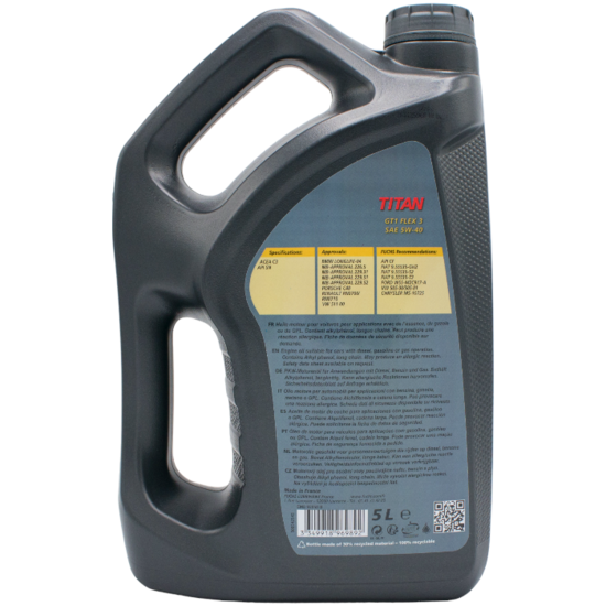 Fuchs Titan GT1 Flex 3 SAE 5W40 Motorolie 5 Liter 601896989 (3)