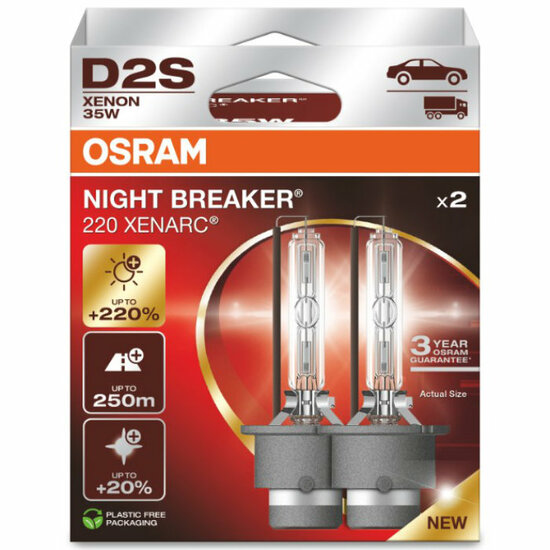 Osram D2S Night Breaker 220 Xenarc +220% Xenonlampen 66240XN2-2HB