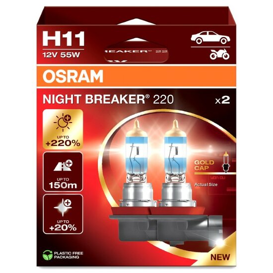 Osram H11 Night Breaker 220 +220% 64211NB220-2HB Autolampen