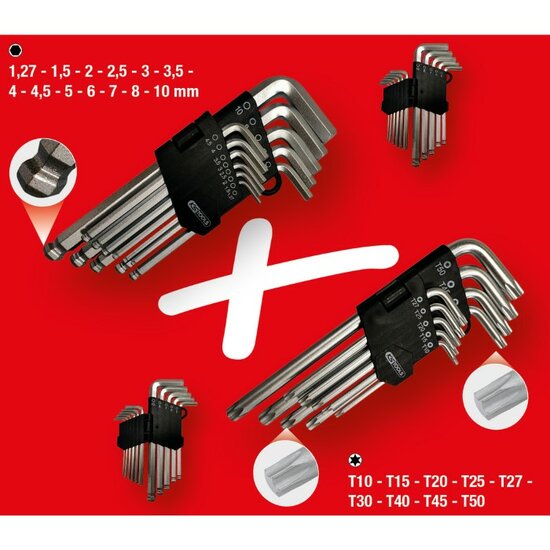 KS Tools Haakse Inbussleutelset + Torx-Sleutelset 22-Delig 151.4000 (2)