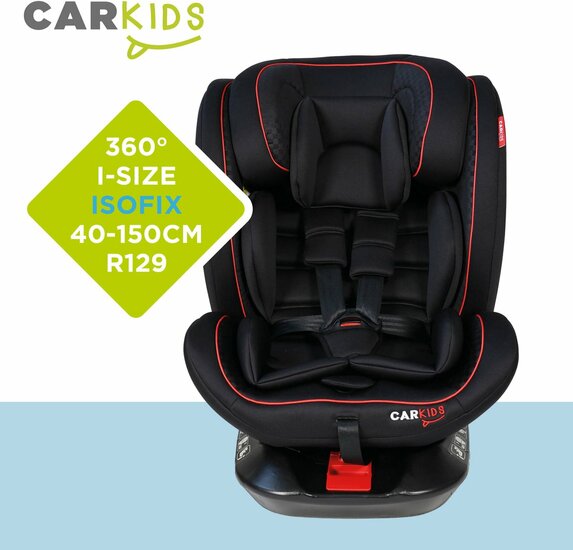 Carkids I-Size Autostoeltje Darcy 360&deg; Draaibaar 40-150cm Isofix Zwart/Rood (12)